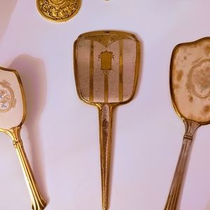 Antique Gold Plated Hand Mirror